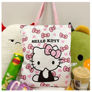 Hello Kitty Inspired Canvas Tote Bag